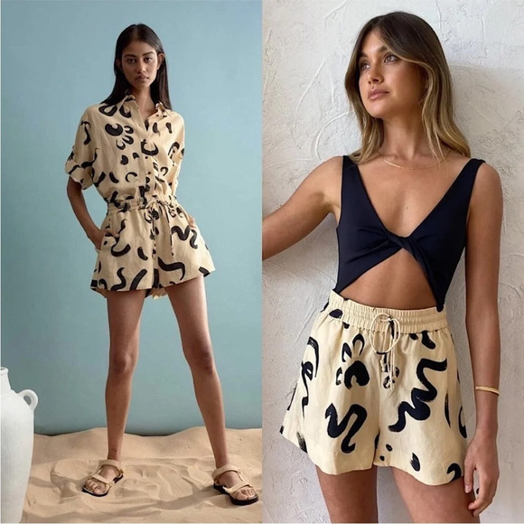 Alemais Pants - Alemais Brush Stroke Shorts Size 14